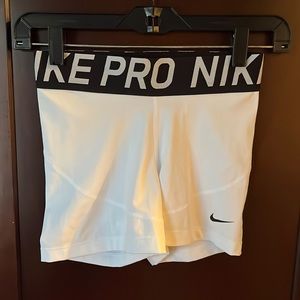 White Nike pro shorts small